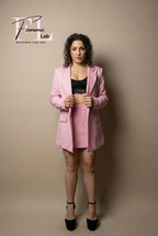 Completo a Righe Rosa con Blazer e Skort