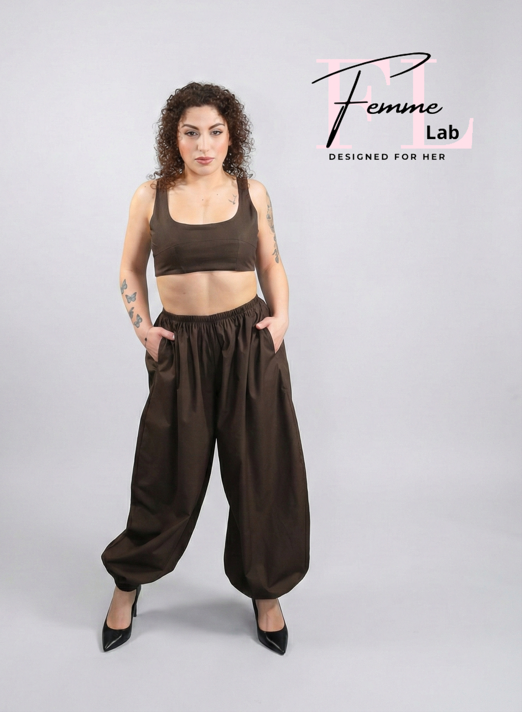 Coordinato Crop Top e Pantaloni Ballon