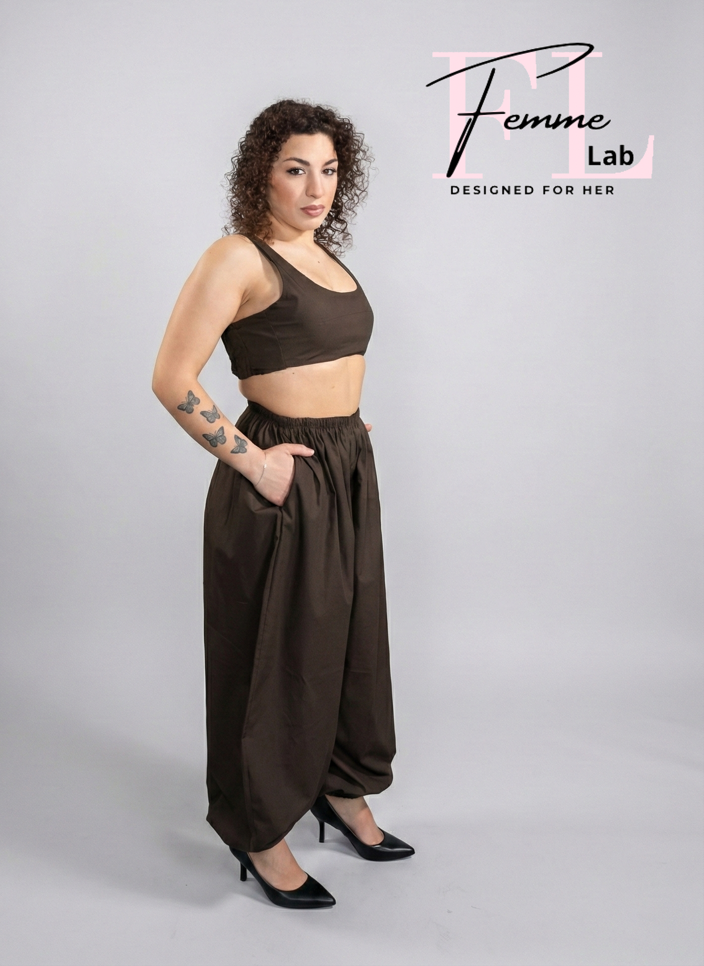 Coordinato Crop Top e Pantaloni Ballon