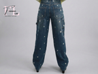 Jeans Cargo Ricami Floreali