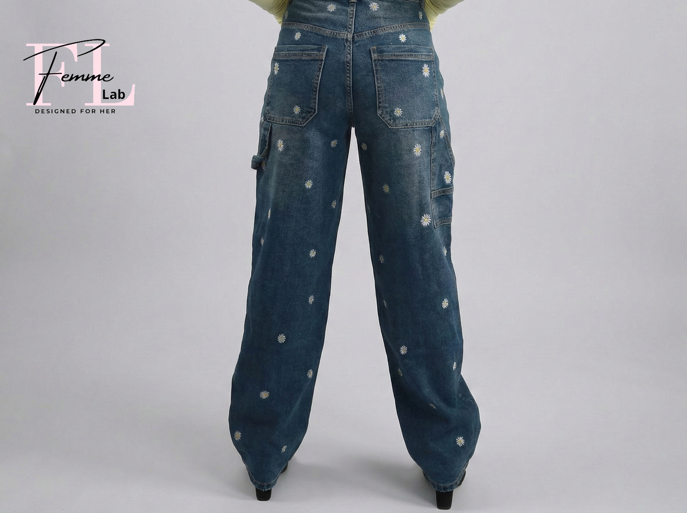 Jeans Cargo Ricami Floreali