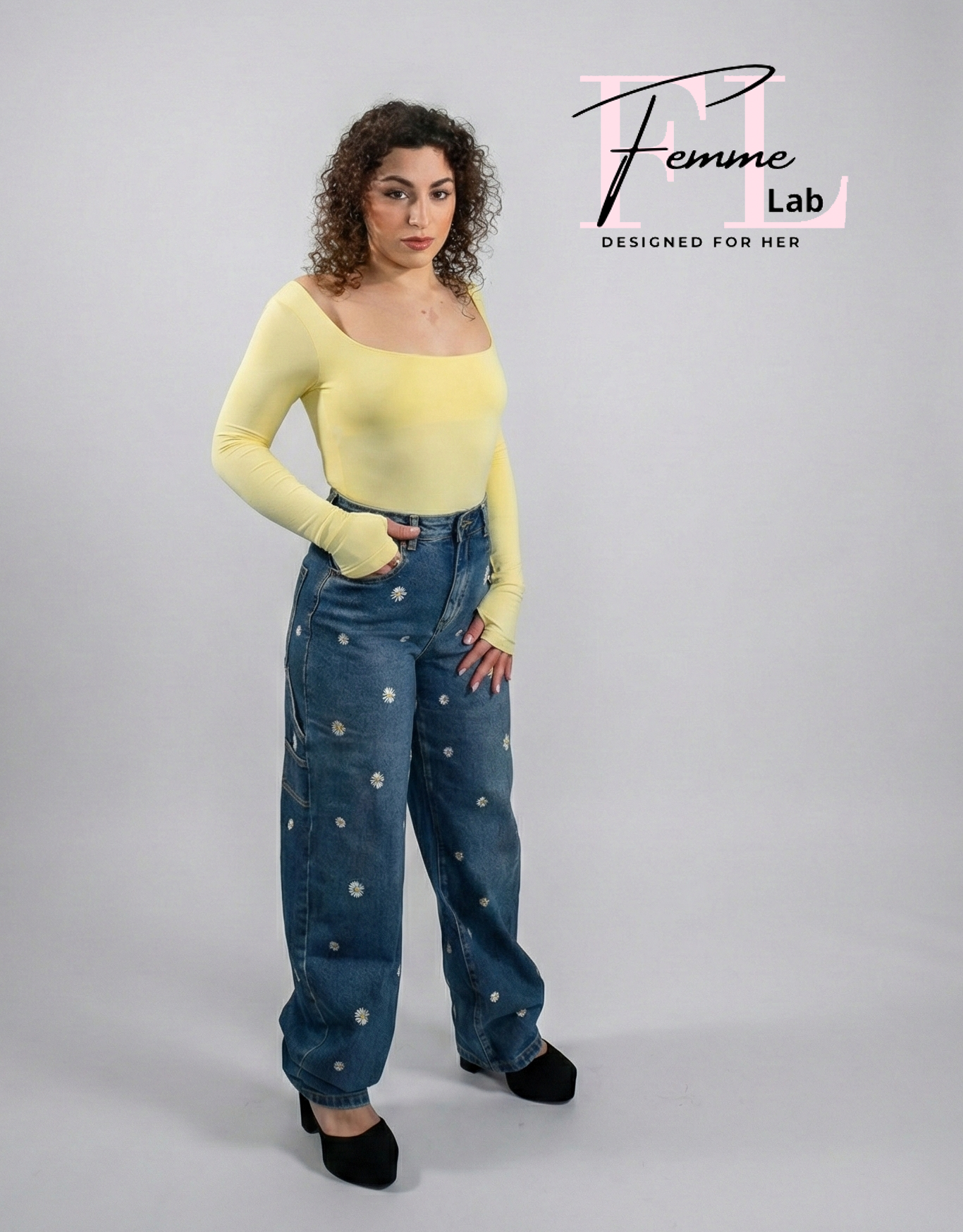 Jeans Cargo Ricami Floreali