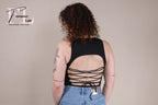 Body Nero con Schiena Scoperta e Intreccio Stringato