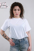 T-shirt con fiocchi in perle